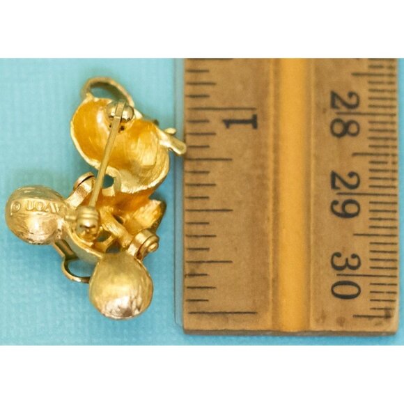 Vintage Gold Tone Yellow Rhinestone Eyes Mouse Brooch by Avon, E40 - Picture 2 of 2